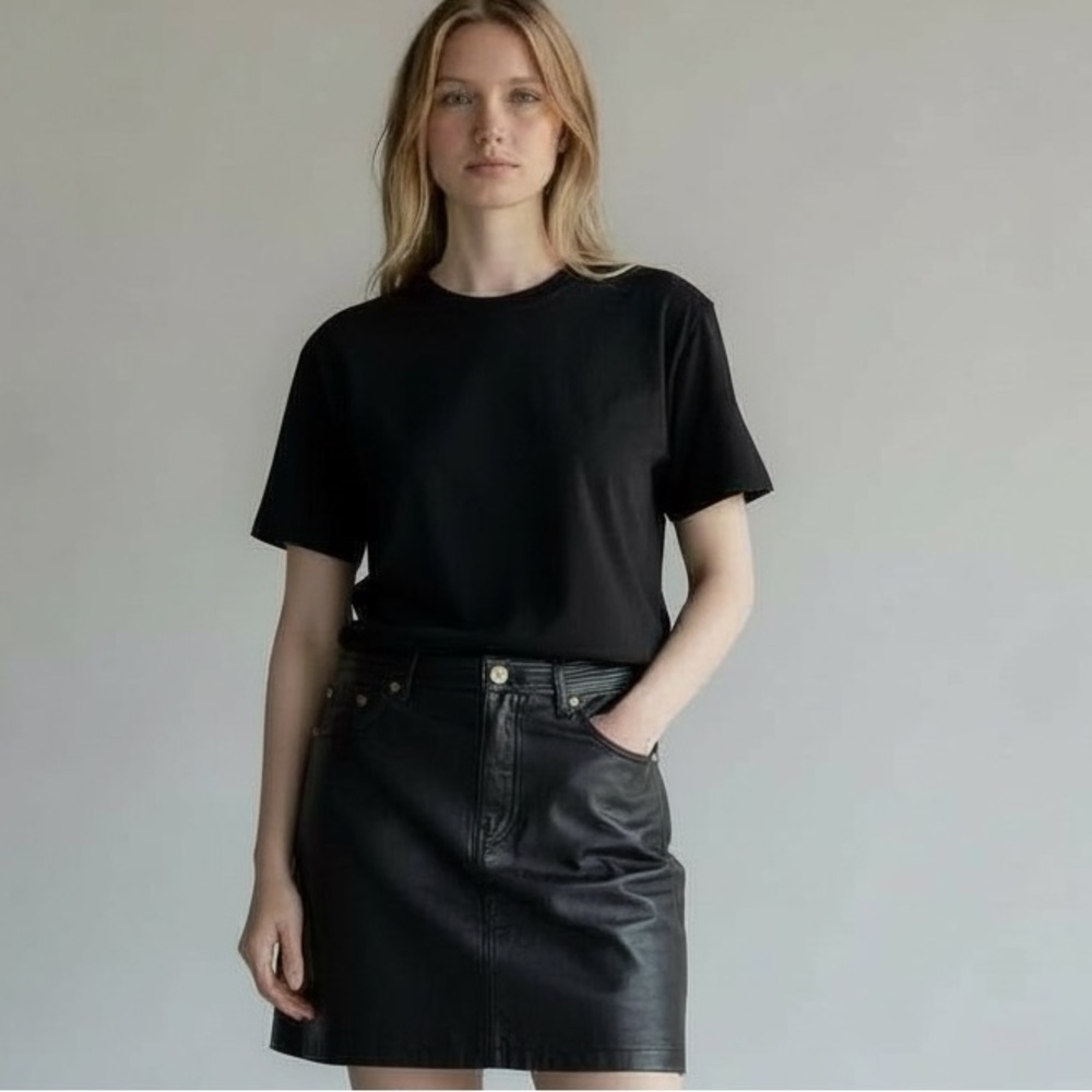 Thalia Sodi 90’s Vintage Retro Black Leather Mini Skirt Women’s Size 8